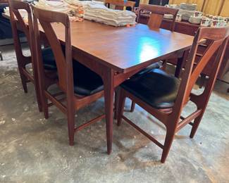 Mid century teak dining table and 6 chairs 