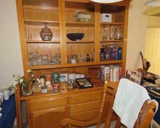 Large Hutch, Candles, Glassware, Rocker