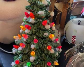 Vintage 1960's lighted trim ceramic small Christmas Tree 