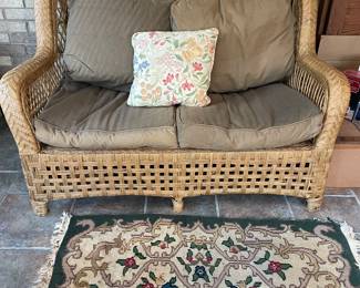 Wicker loveseat with cushions 