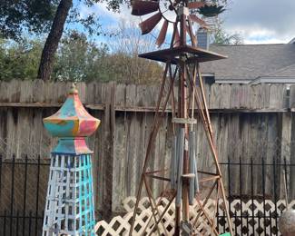 windmill and lots of other cool metal yard art