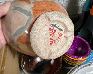 nelson signed pottery bowls - mugs and many items  lovely pieces - great glazes 