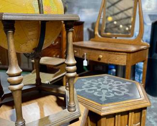 Wooden Floor Globe Vintage Tables