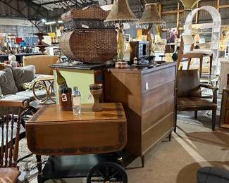 Vintage Bar Cart and MCM Chest of Drawers