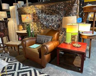 Leather Arm Chair Loads of Lamps