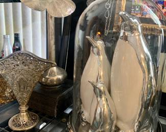 Better picture of the Z Gallery Penguins and Flower silver plated candle stick