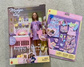 NIB very Collectibles Midge & Baby with packaged NIB Midge and Baby clothing