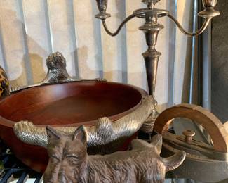 Scotty dog book end cast iron. Bear bowl Z Gallery. Antique iron.