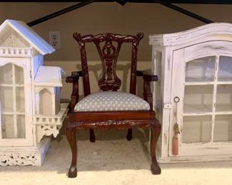 Child/large doll sized chair and display cases 