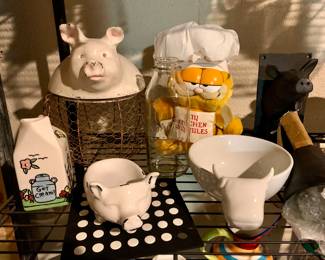 Garfield vintage doll, Barn influenced animal serving dishes and wall hangings