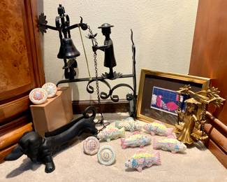 McKenzie-Childs wall hanging bronze and cast iron art pieces along with door knobs. All pieces have been retired and all pieces found in like new condition!