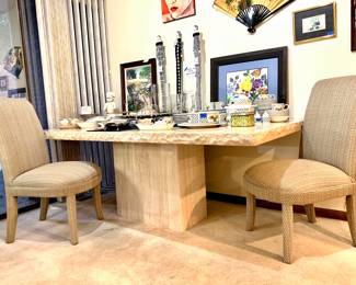 Heavy thick Travertine Marble table. Beautiful!!