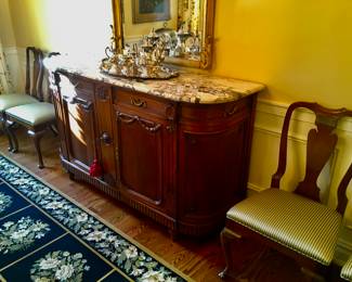 Louis XV Carved Marble Top Sideboard/Buffet