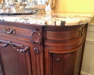 French Louis XV  Carved Marble Top Sideboard/Buffet