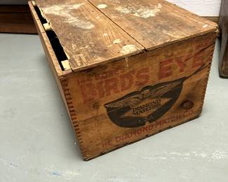 Bird's Eye No 5 by Diamond Match Co - Antique Wood Crate - Large form carried 144 boxes of matches 