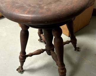 Tonk Chicago Glass Ball Claw Foot Swivel Piano Stool