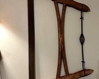 ANTIQUE VINTAGE DUNLAP RED BLACK CROSS-CUT BOW HAND SAW