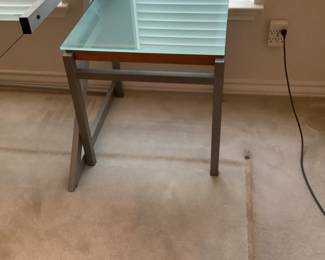 Updated small glass side table still available