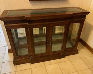 Lighted wood display cabinet