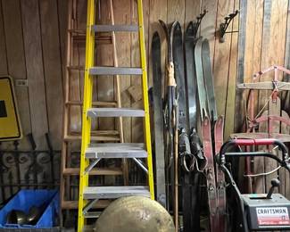 Ladders and vintage skiis