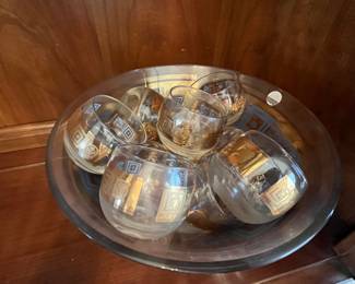Culver punch bowl and roly poly glasses....