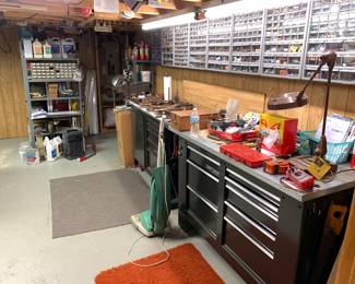 Craftsman Workbenchs & a lot of nut & bolt cabinets