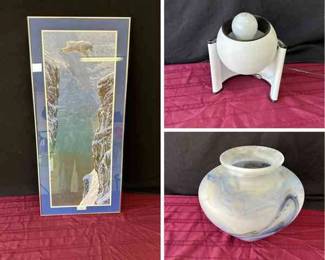 Mountain Goat Faith Wall Art, Decorative Vase, and Lamp