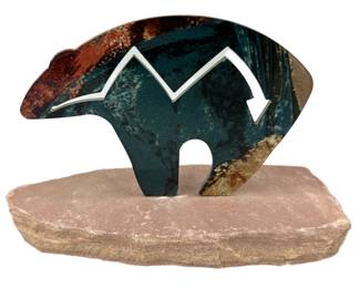 Laser Cut Native Fetish Bear On Rock