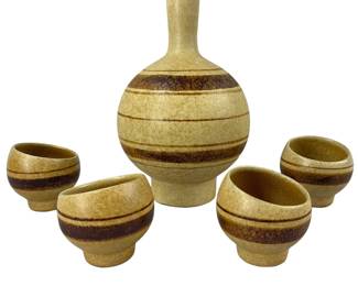 5 Piece Stoneware Jug Decanter with 4 Cups