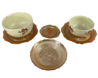 Halls Autumn Flower Mixing Bowls Tangerine Carnival Jeannette Iris Herringbone Dishes Very Shiny Con