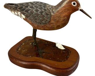 Gene Malin 1989 Carved Bird Standing in Water