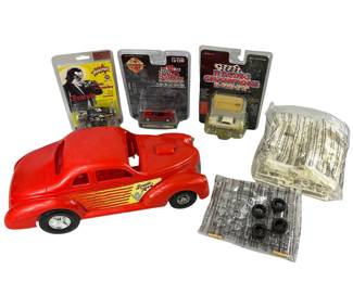 Processed Plastics Street Rod V8 + Unboxed Model Car + 3 Diecasts in Packages Dracula