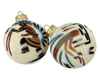 2 Sand Art Style Christmas Ornaments Balls