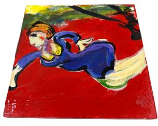 Hand Painted Painting on Masonite Board Tile Size Voluptuous Lady by "I Love Leu" Santa Brink Fort W