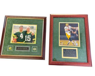 2 Framed Green Bay Packers Memorabilia Football NFL Brett Favre Bart Starr Authentic Autograph 2003