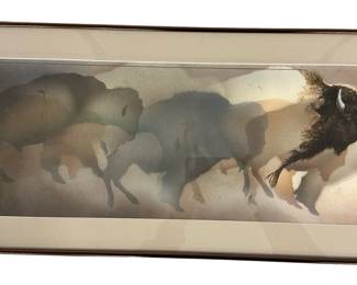 Original Art Print Hand Painted Enhancement on Buffalo Head *Buffalo Bison by David Lash Wildlife Ar