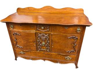 Vintage Pine Roll Top Desk Solid Wood 7 Drawer Mail Sorter Organizer