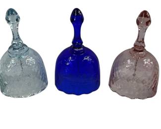 Convoy Ohio Lions Club Crystal Colored Glass Commemorative Bells 1992 94 95 96 97 with local Points