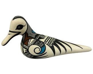 Zuni Clay Hopi Bird Black White Brown Blue