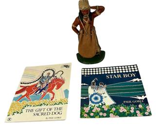 Cast Iron Indian Brave Doorstop + Books & Leather Pouch