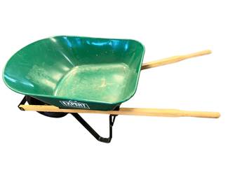 Expert Gardener Green Painted Wheelbarrow Single Wheel Wooden Handles