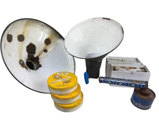 Industrial Steel Shades + Pump Insecticide Atomizer Lab Tubes Steel Tape Cans