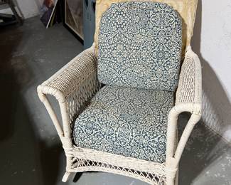 Several pieces of wicker furniture. 