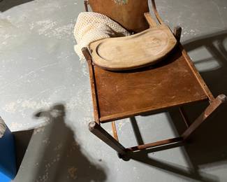 Antique high chair that converts to table and chair