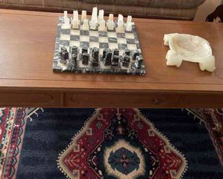 Coffee Table, Chess Set, and Ash Tray