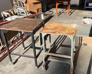 Two Vintage Rolling Steel Tables