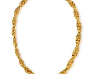Henri Poincot 18kt Yellow Gold Byzantine Link Necklace, L 16.5" 52g