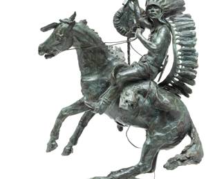 Fred Fellows, (Oklahoma, B. 1934) Bronze, "The War Horse", H 33" L 22"