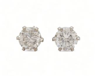 Diamond Brilliant Cut Stud Earrings, 2.30ct Tw, I1. H-1 1.8g