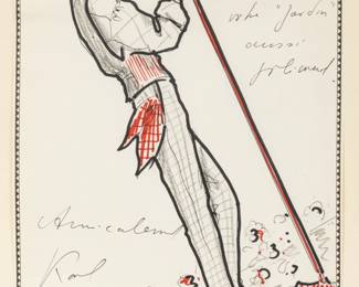 Karl Lagerfeld (German, 1933-2019) Ink, Charcoal And Graphite on Paper, 1981, "Bill", H 11.75" W 8.25"